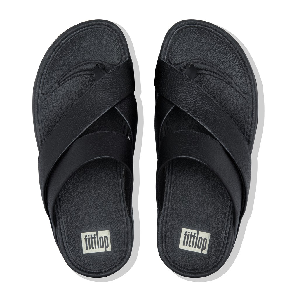 Fitflop Australia - Fitflop Mens Sandals Black Clearance - Fitflop Sling Leather Toe-post
